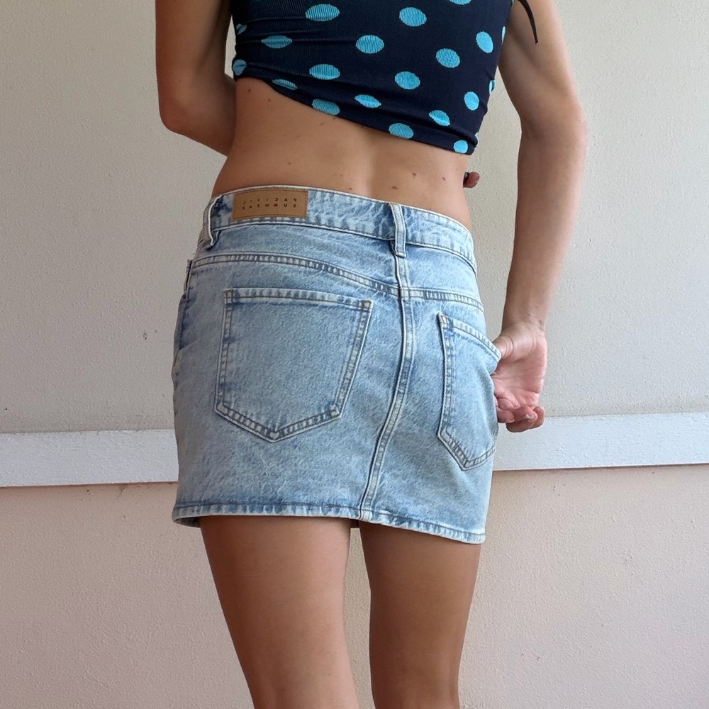 PacSun Light Wash Denim Mini Skirt